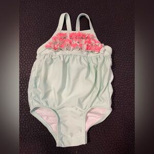 Cat & Jack Light blue and pink Ruffle Infant‎ Swimsuit 9-12 months
